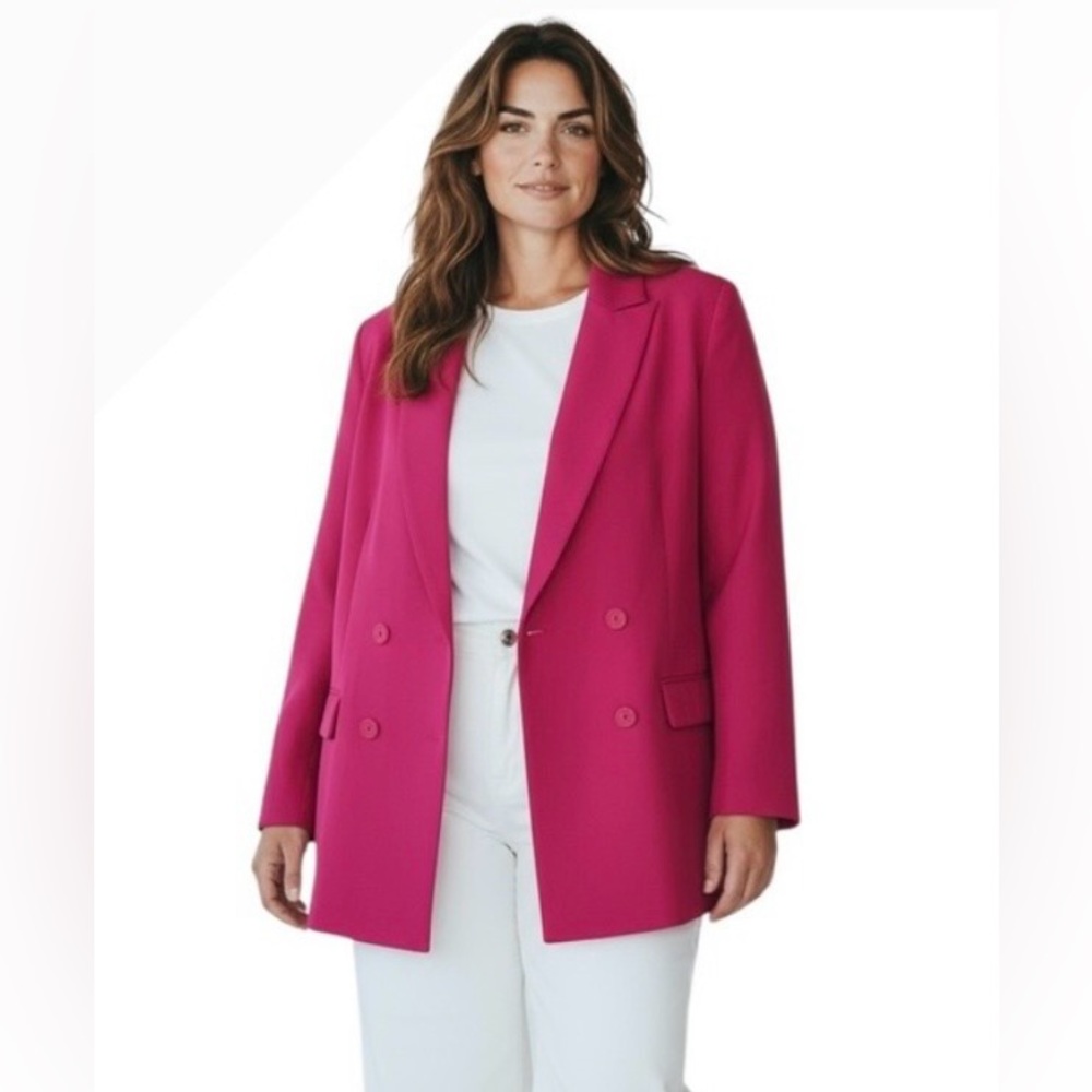 NEW DEX Elle Woods Hot Pink Plus Size 1X Double Breasted Blazer‎